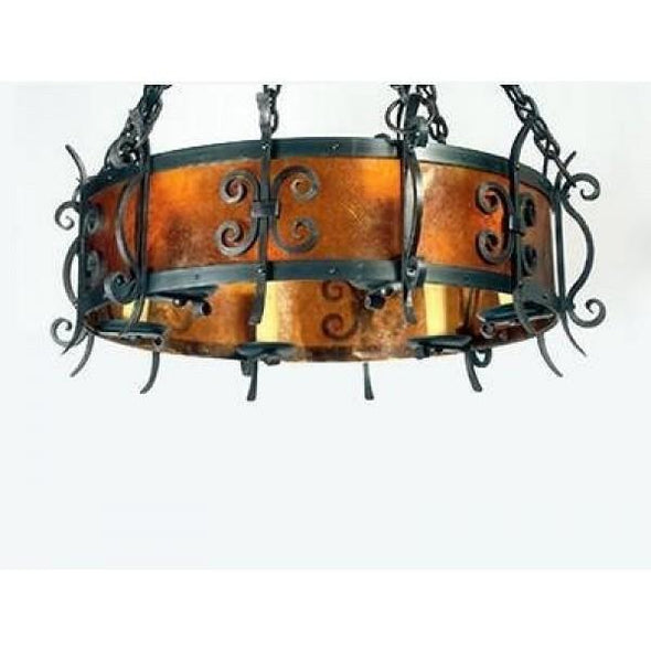 Vintage Iron LF524 Large Rancho Chandelier Mica Lamp